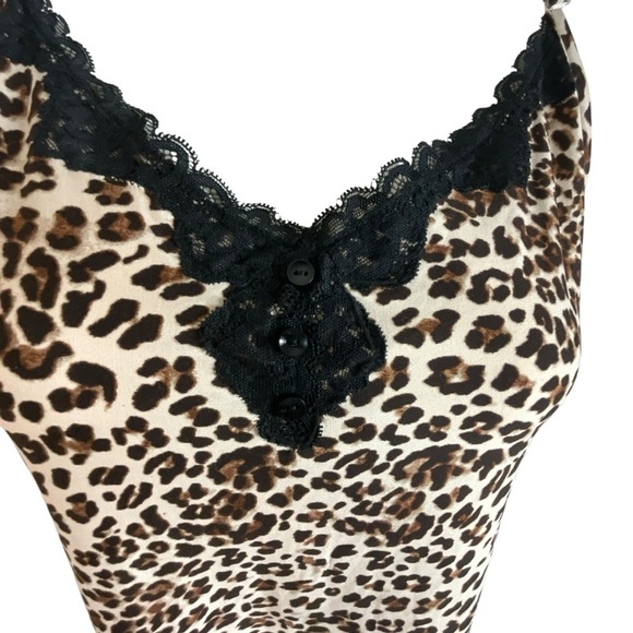 Leopard Print Lace Trim Mini Sleep Chemise - Picture 5 of 11